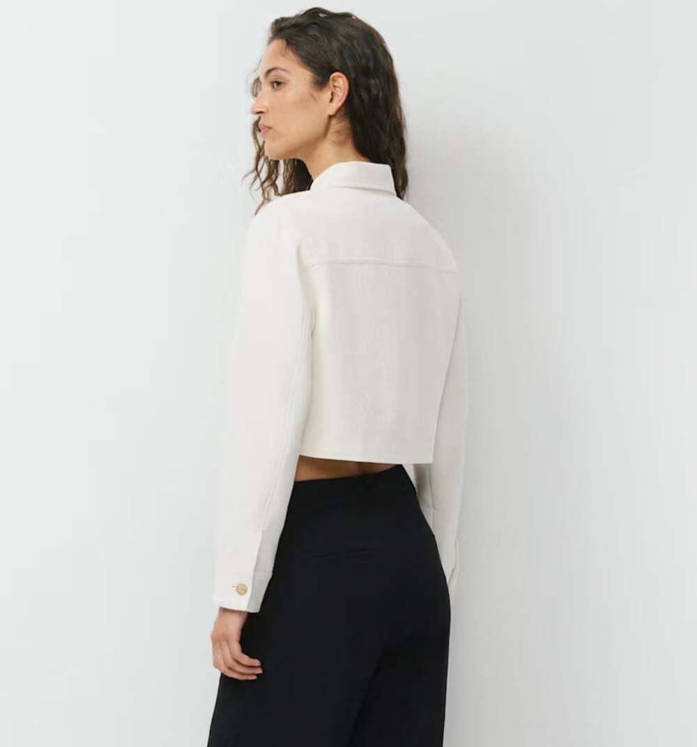 Aritzia Little Cropped Jacket Crepette in Light Birch Size 2XS - Picture 2 of 11